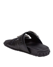 ASH TWISTER LEATHER SANDAL, BLACK