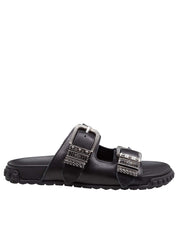 ASH TWISTER LEATHER SANDAL, BLACK