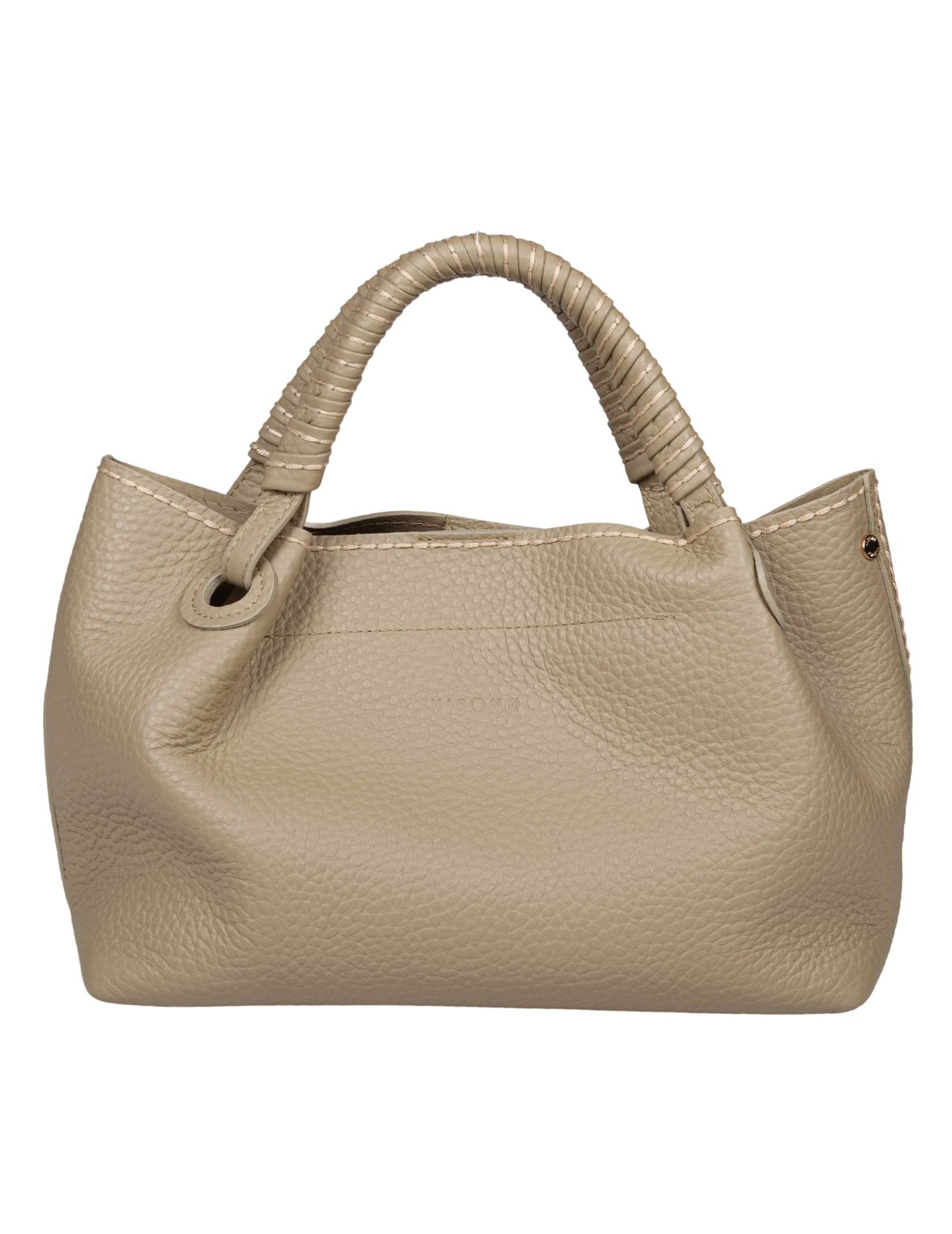 VISONA' MIA LEATHER HANDBAG, GREEN