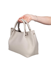 VISONA' MIA LEATHER HANDBAG, BEIGE