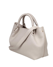 VISONA' MIA LEATHER HANDBAG, BEIGE