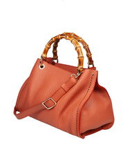 VISONA' SHOPPING POSILLIPO IN PELLE COLORE ARANCIO