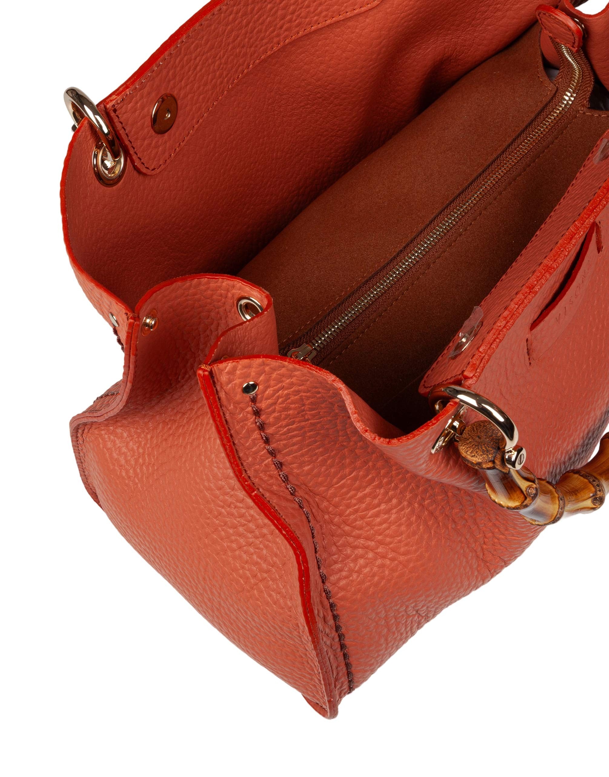 VISONA' SHOPPING POSILLIPO IN PELLE COLORE ARANCIO