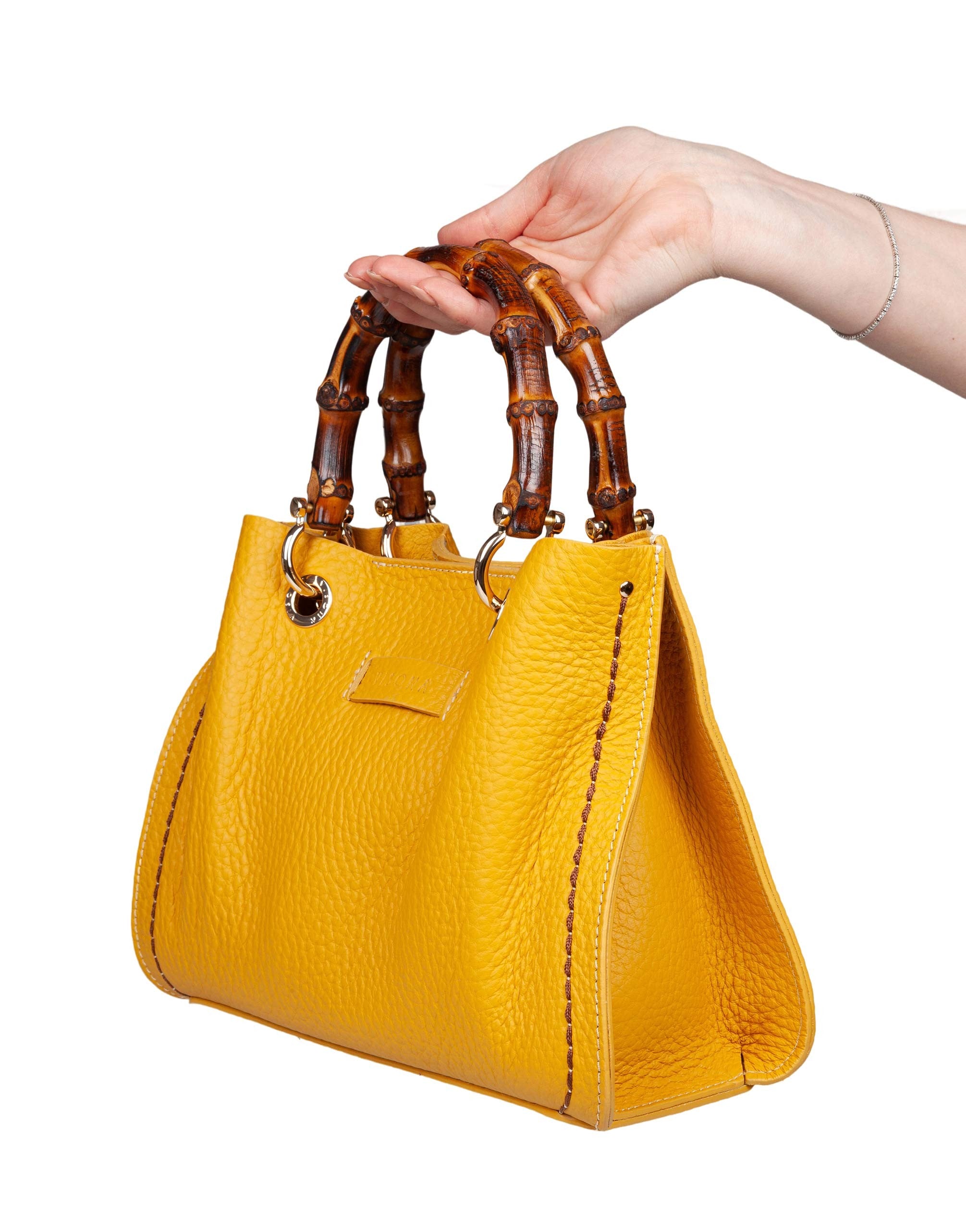 VISONA' BORSA A MANO POSILLIPO IN PELLE COLORE GIALLO