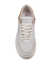 D.A.T.E. TORNEO LEATHER AND SUEDE SNEAKERS, WHITE/BLUE