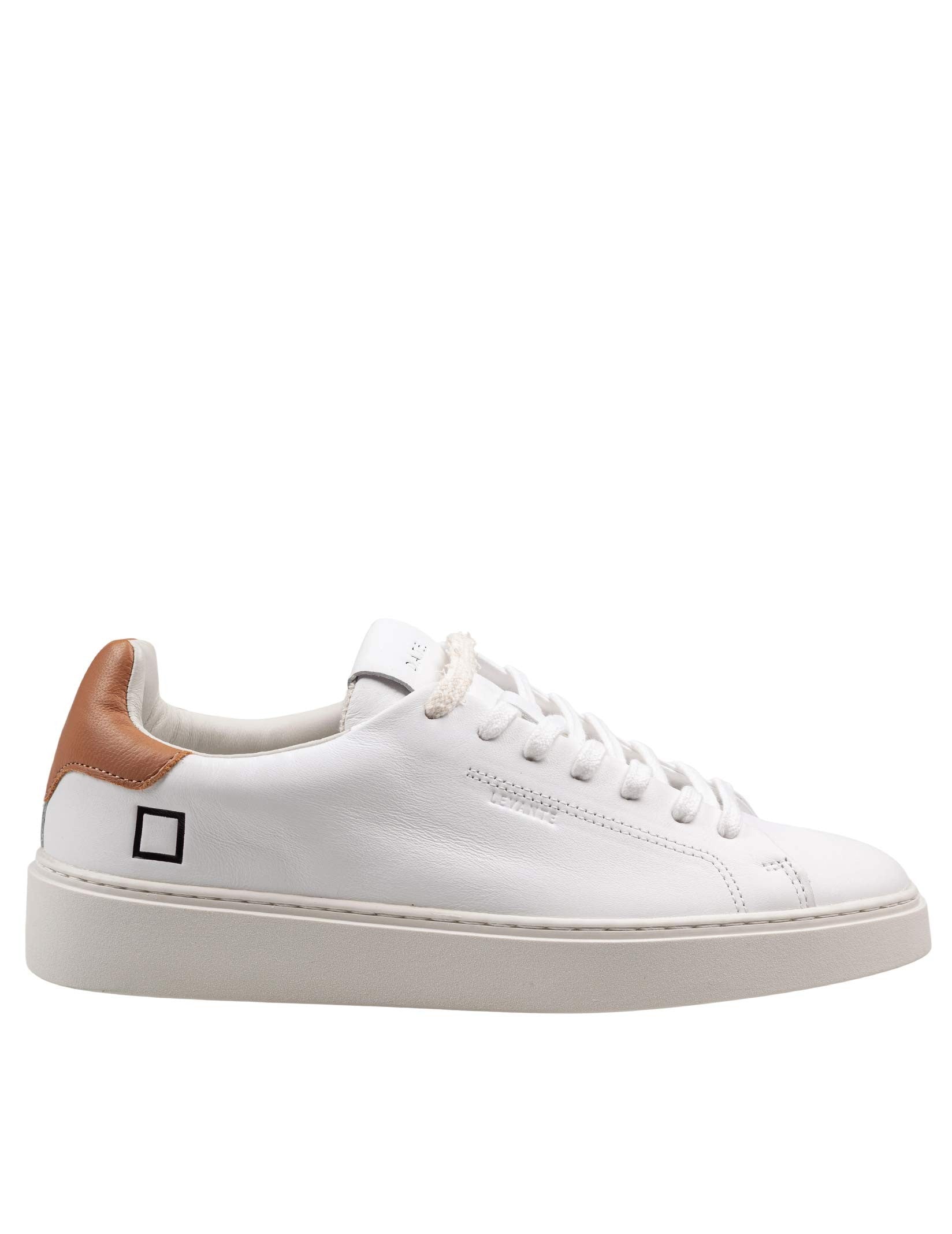 D.A.T.E. LEVANTE LEATHER SNEAKERS IN WHITE AND TAN