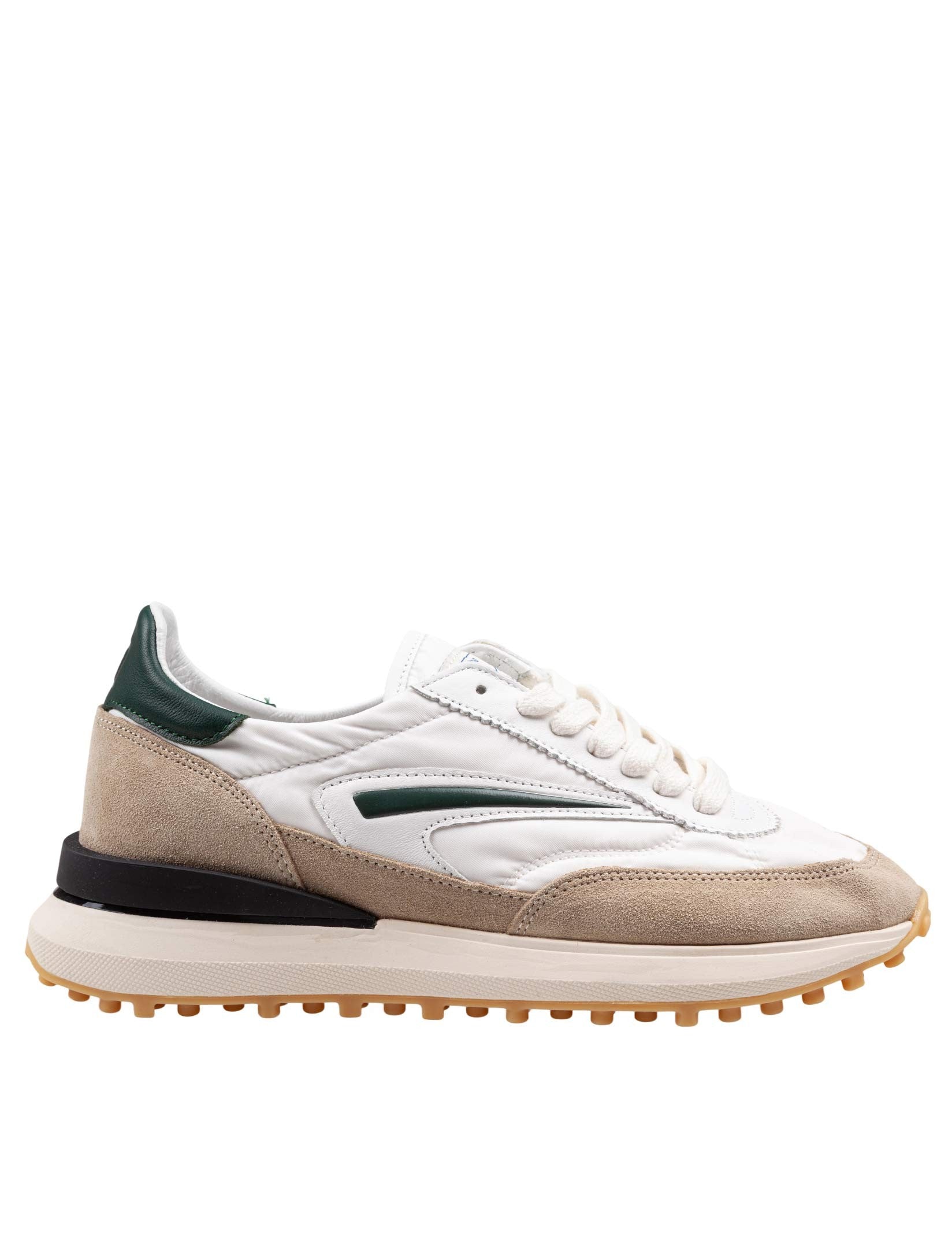 D.A.T.E. Athlete Sneakers in Nylon and Suede, White and Green
