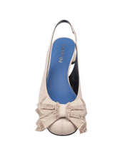 LANVIN SLINGBACK BOW SMALL HEEL SABBIA CON APPLICAZIONI