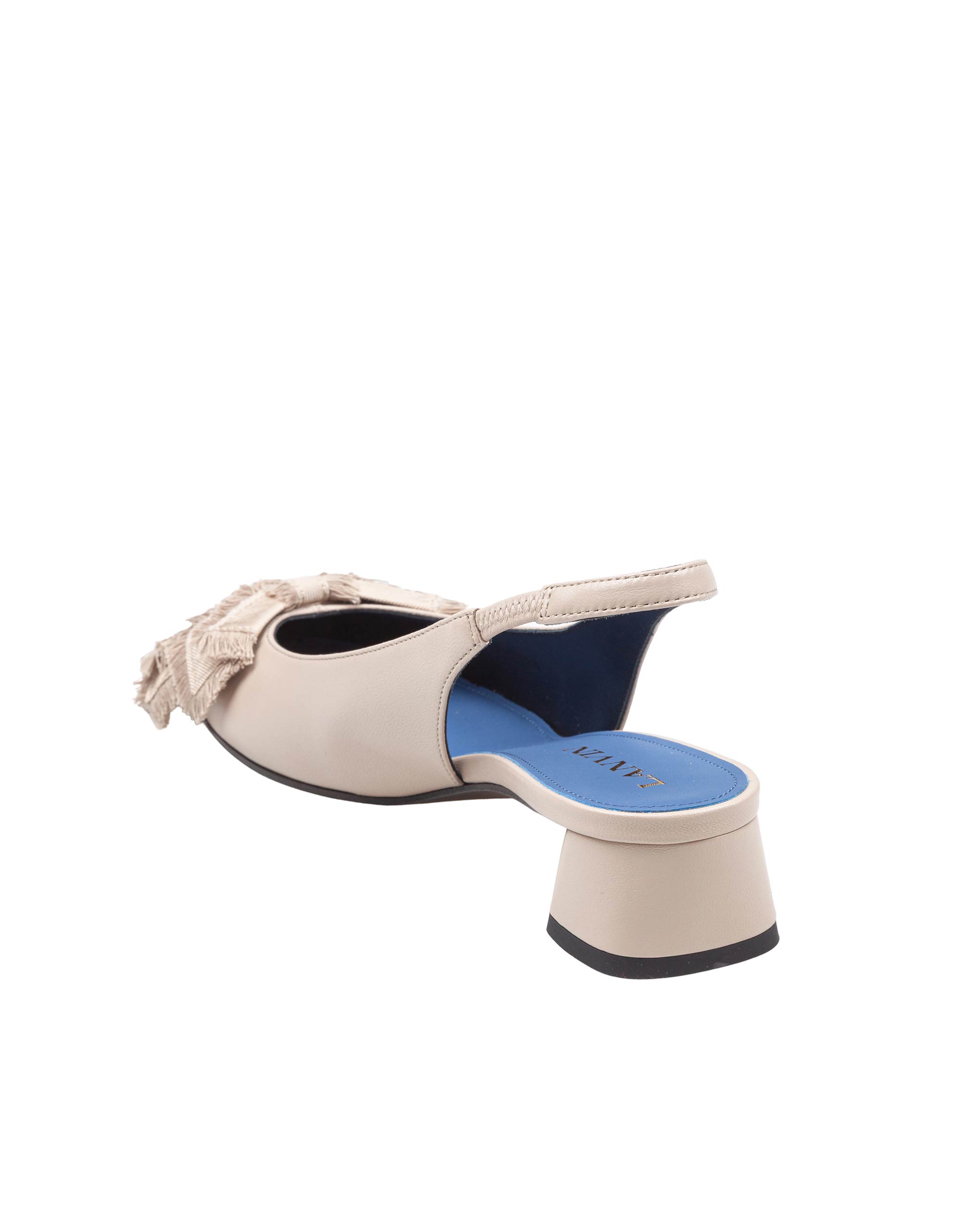 LANVIN SLINGBACK BOW SMALL HEEL SABBIA CON APPLICAZIONI