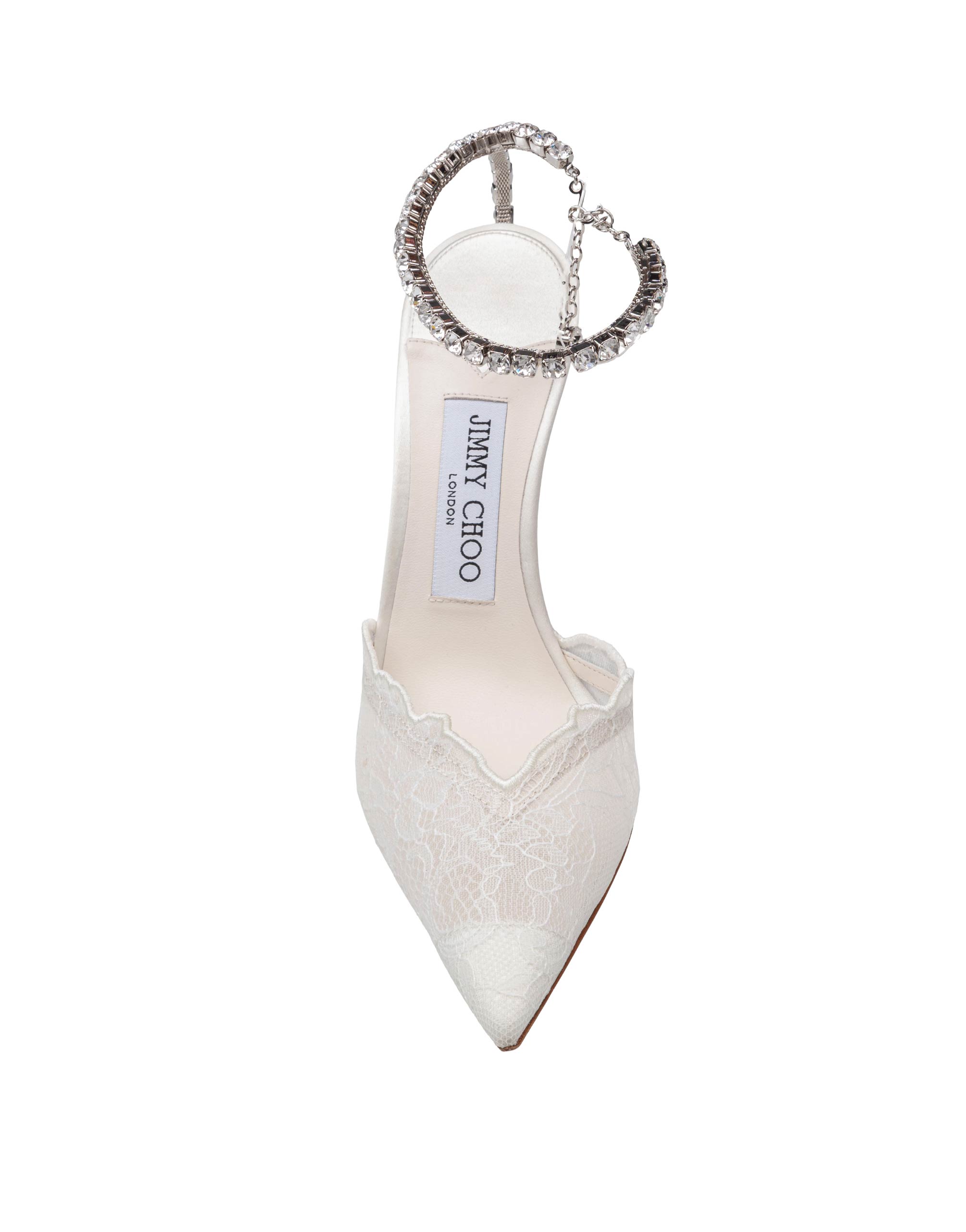 JIMMY CHOO SLINGBACK SAEDA 100 IN PIZZO COLORE AVORIO