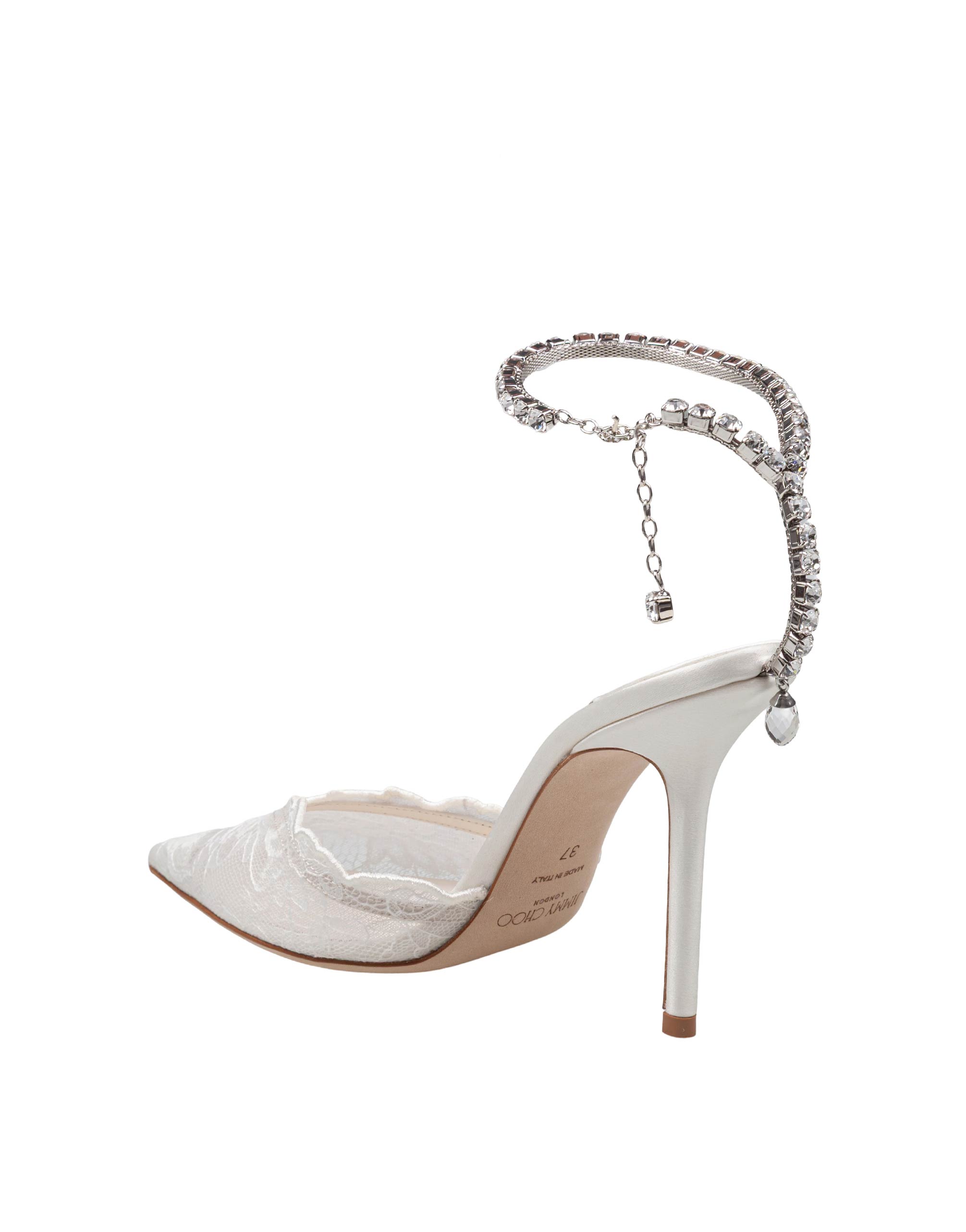 JIMMY CHOO SLINGBACK SAEDA 100 IN PIZZO COLORE AVORIO