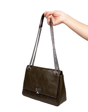 TORY BURCH BORSA A SPALLA CHARLIE QUILTED IN PELLE VERDE