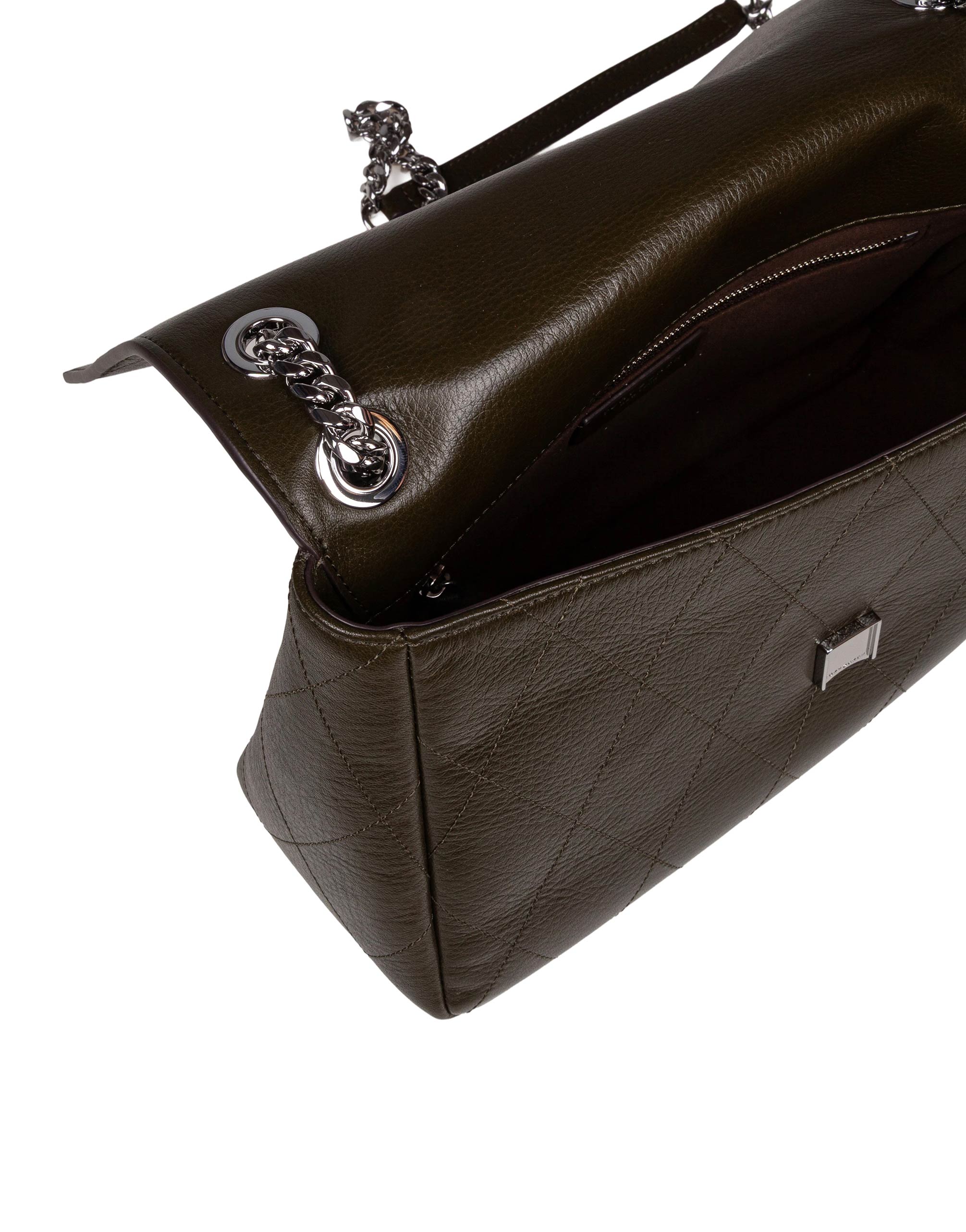 TORY BURCH BORSA A SPALLA CHARLIE QUILTED IN PELLE VERDE