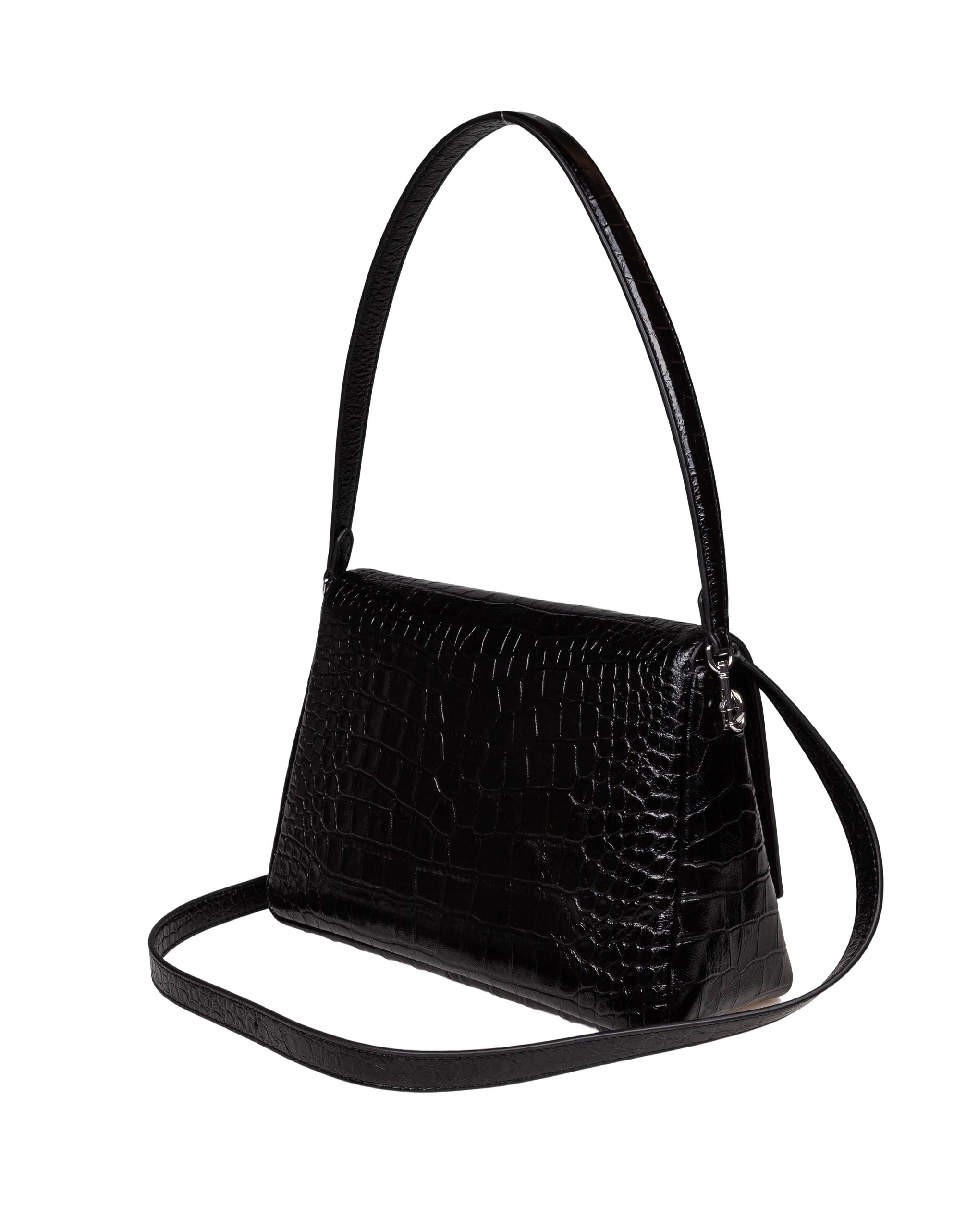 TORY BURCH CHARLIE EMBOSSED CROC PRINT SHOULDER BAG