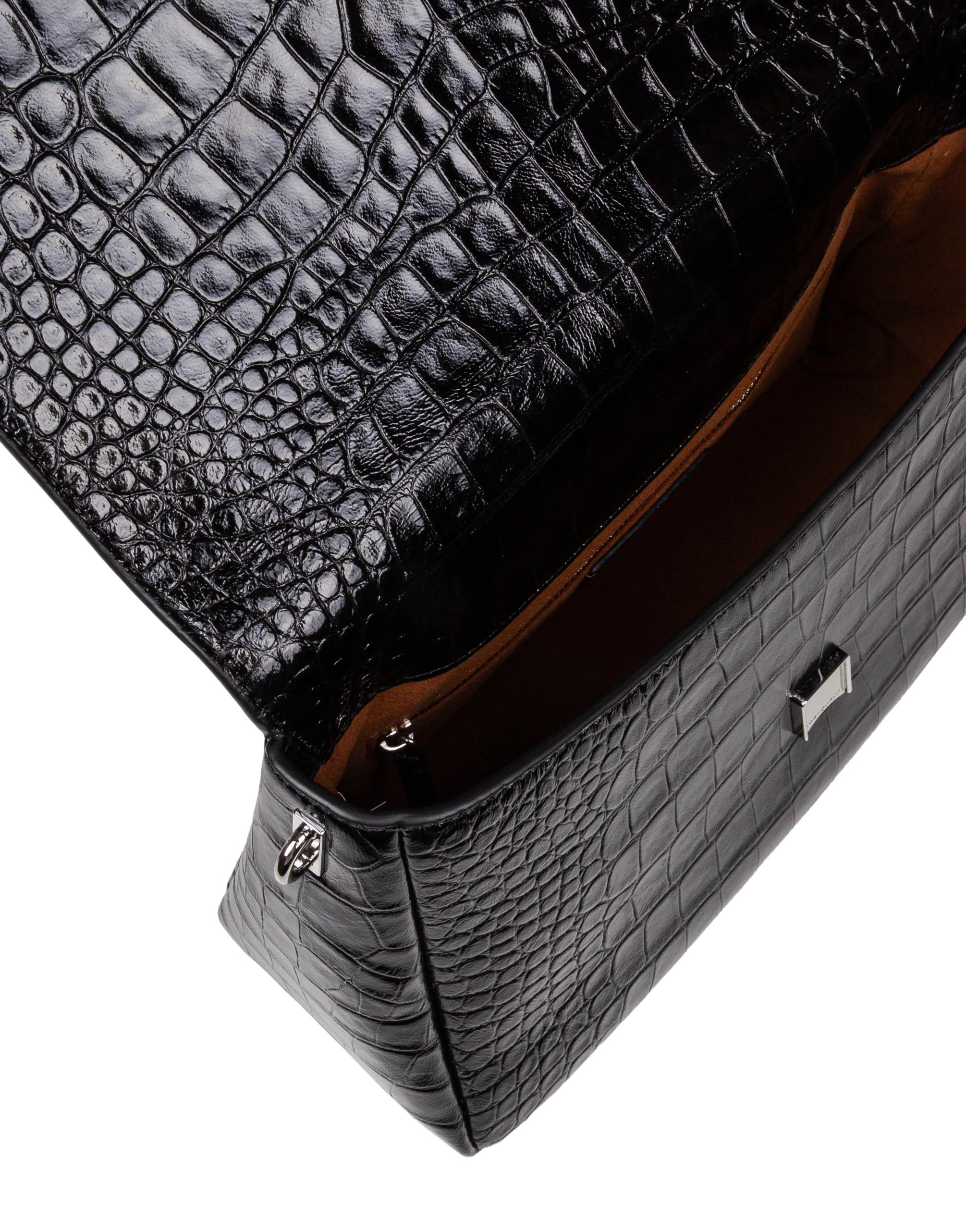 TORY BURCH CHARLIE EMBOSSED CROC PRINT SHOULDER BAG