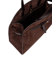TORY BURCH ROMY SUEDE BAULETTO IN SUEDE  COCOA