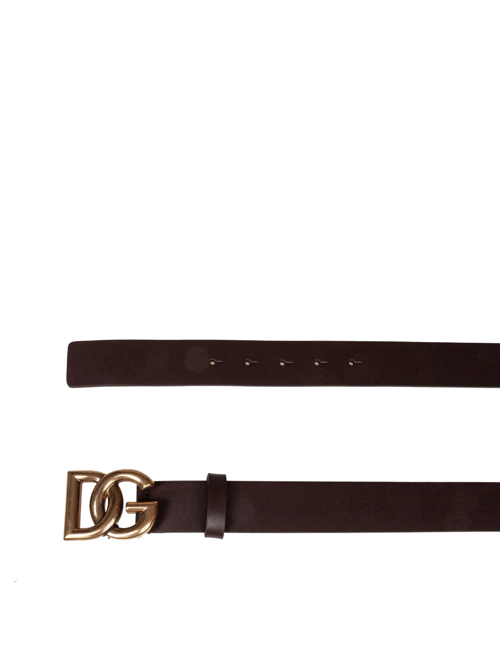 DOLCE E GABBANA CINTURA IN PELLE CUOIO CON LOGO DG