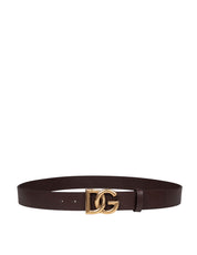 DOLCE E GABBANA CINTURA IN PELLE CUOIO CON LOGO DG