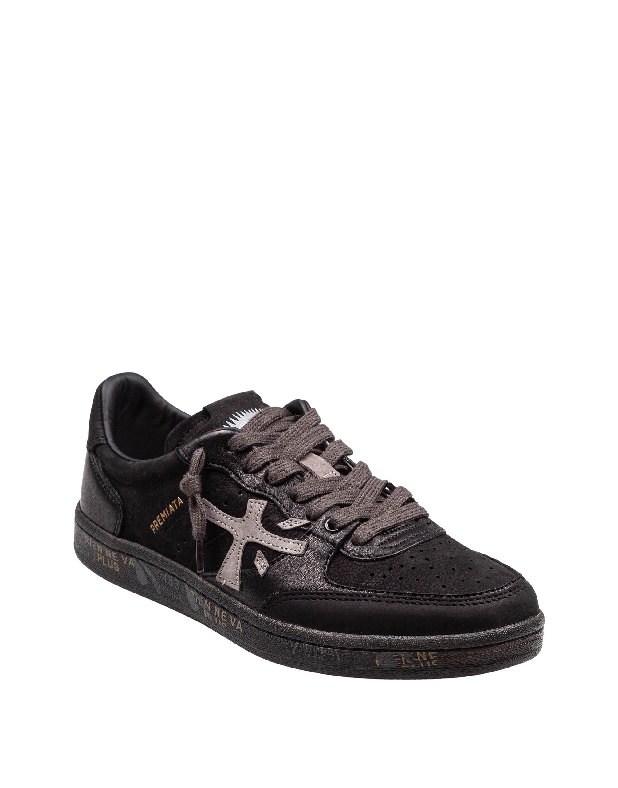 PREMIATA CLAY SNEAKERS IN PELLE E CAMOSCIO COLORE NERO