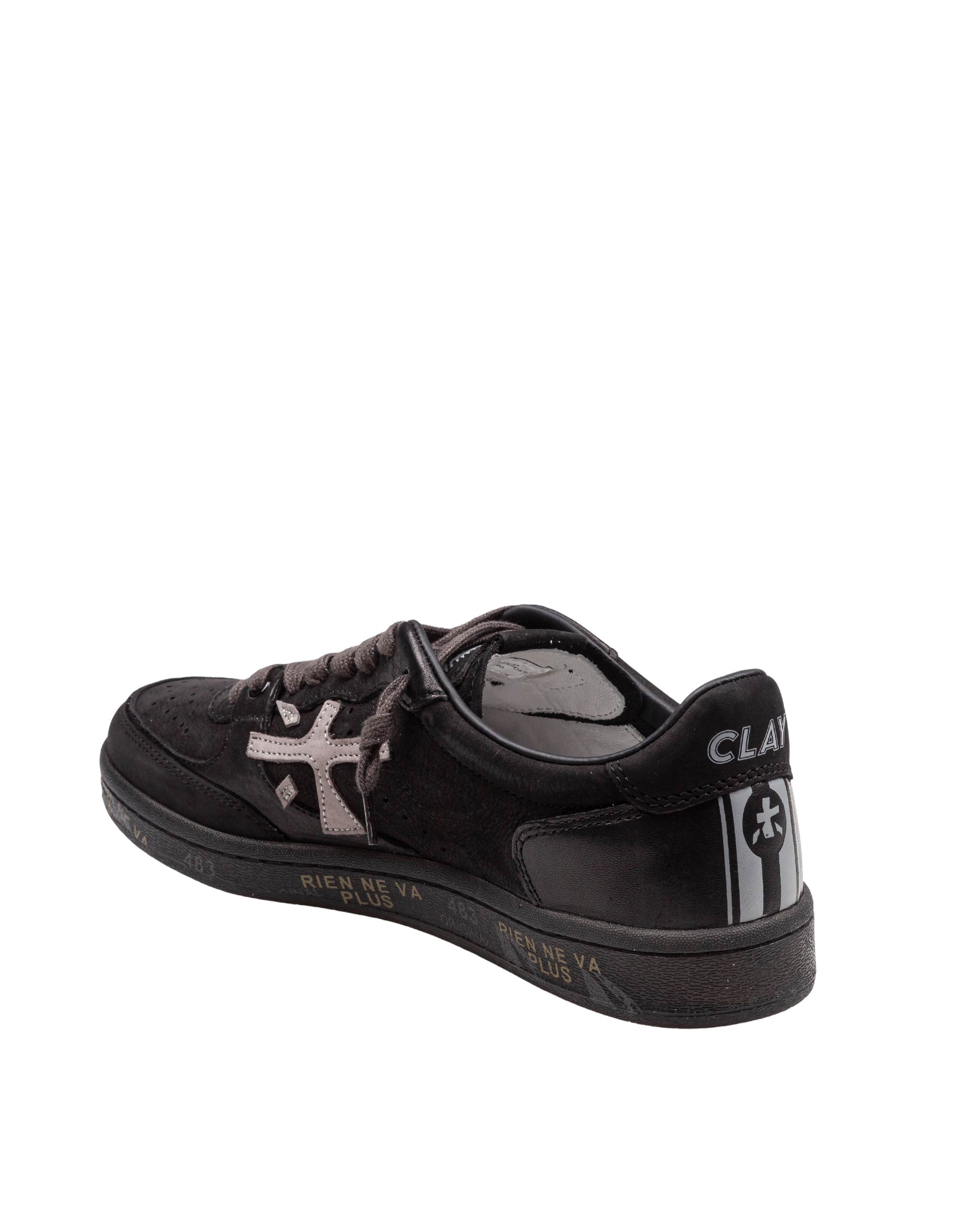 PREMIATA CLAY SNEAKERS IN PELLE E CAMOSCIO COLORE NERO