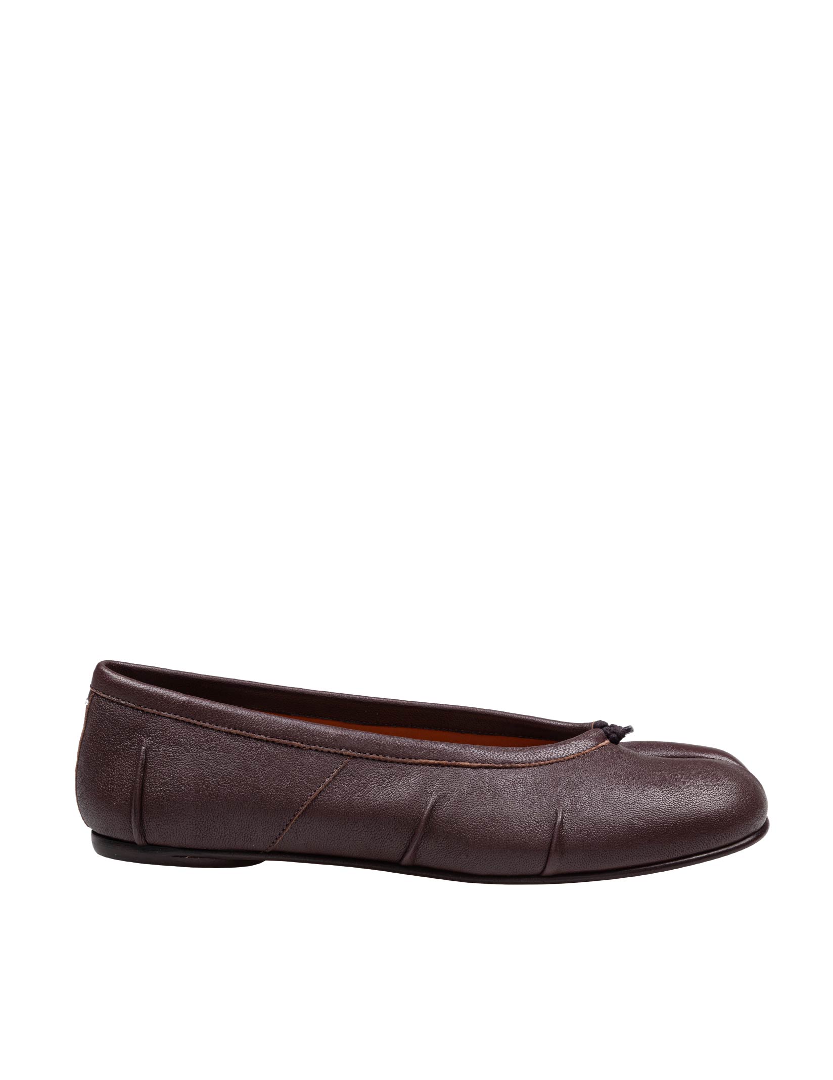 MAISON MARGIELA BROWN LEATHER TABI BALLERINA