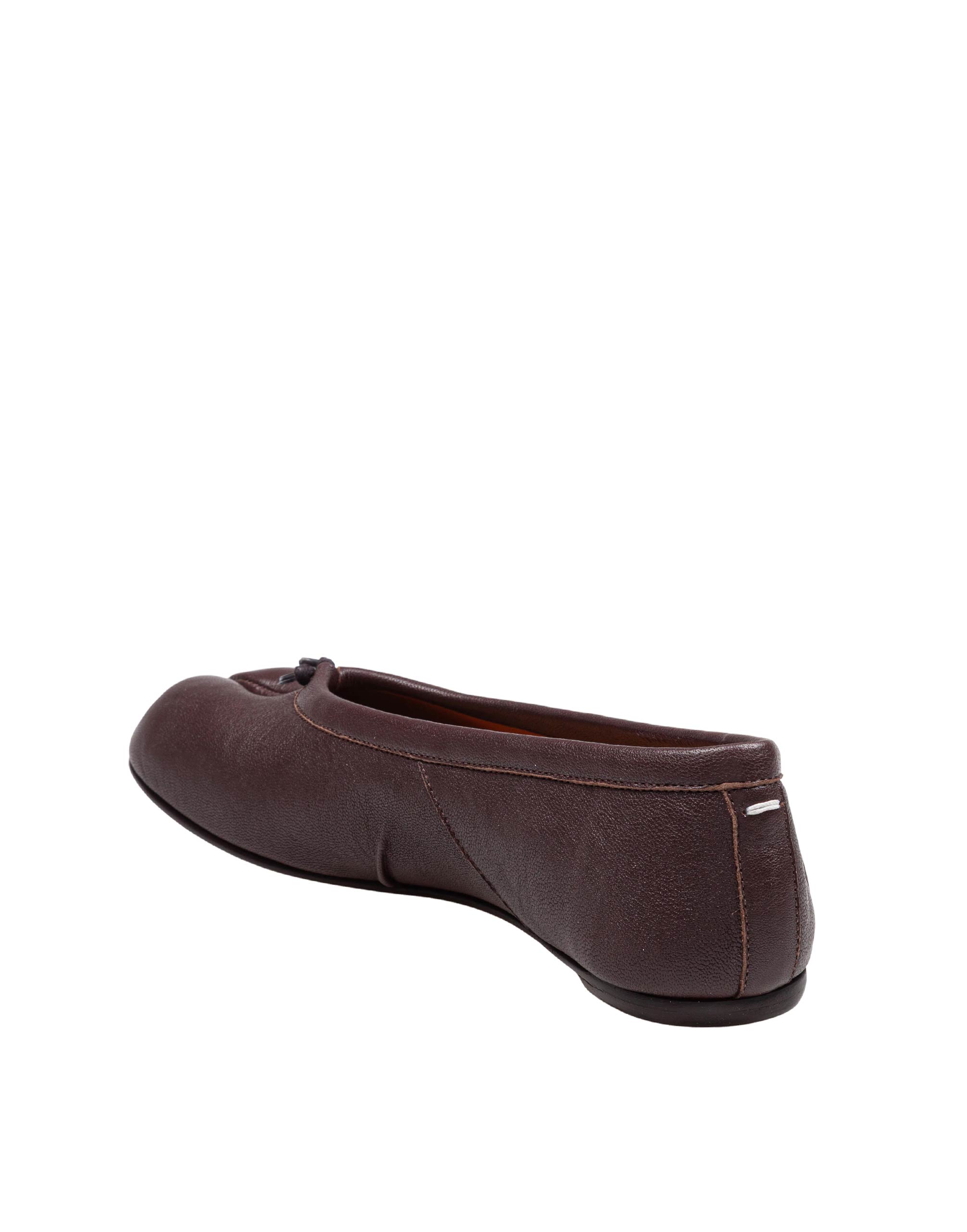MAISON MARGIELA BROWN LEATHER TABI BALLERINA