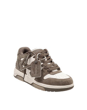 OFF WHITE OUT OF OFFICE LEATHER AND SUEDE SNEAKERS IN CREAM AND GREEN