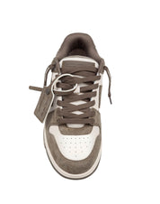 OFF WHITE OUT OF OFFICE LEATHER AND SUEDE SNEAKERS IN CREAM AND GREEN