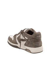 OFF WHITE OUT OF OFFICE LEATHER AND SUEDE SNEAKERS IN CREAM AND GREEN