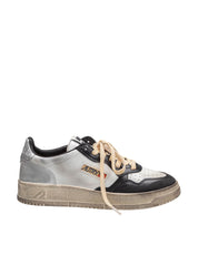 AUTRY SNEAKERS SUPERVINTAGE IN PELLE BIANCA NERA E ARGENTO