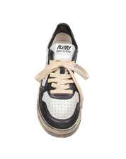 AUTRY SNEAKERS SUPERVINTAGE IN PELLE BIANCA NERA E ARGENTO