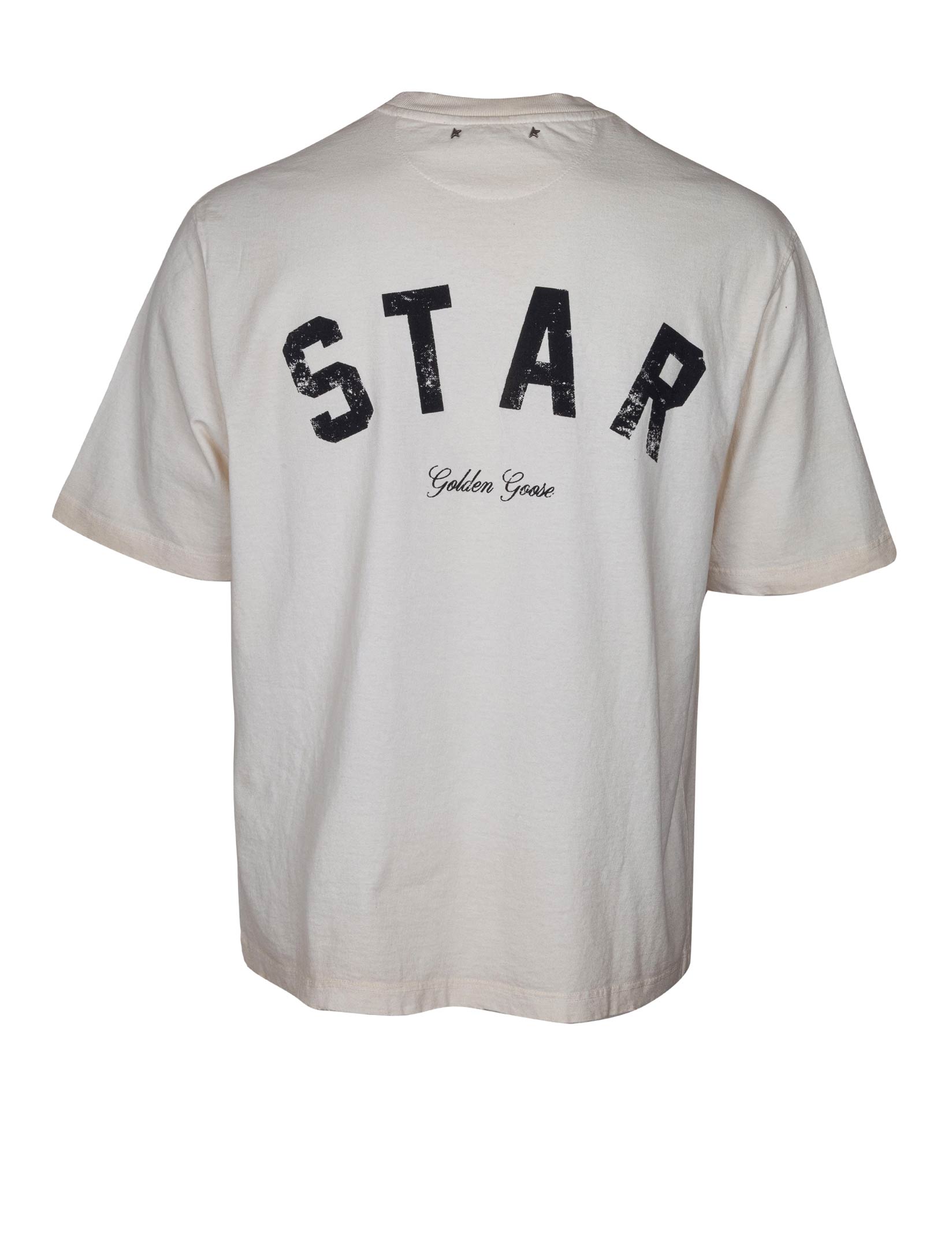 GOLDEN GOOSE T-SHIRT STAR COLORE BIANCO
