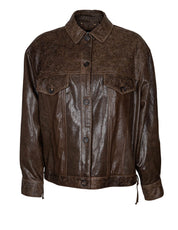 GOLDEN GOOSE MUD-COLORED LEATHER JOURNEY JACKET