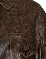 GOLDEN GOOSE MUD-COLORED LEATHER JOURNEY JACKET