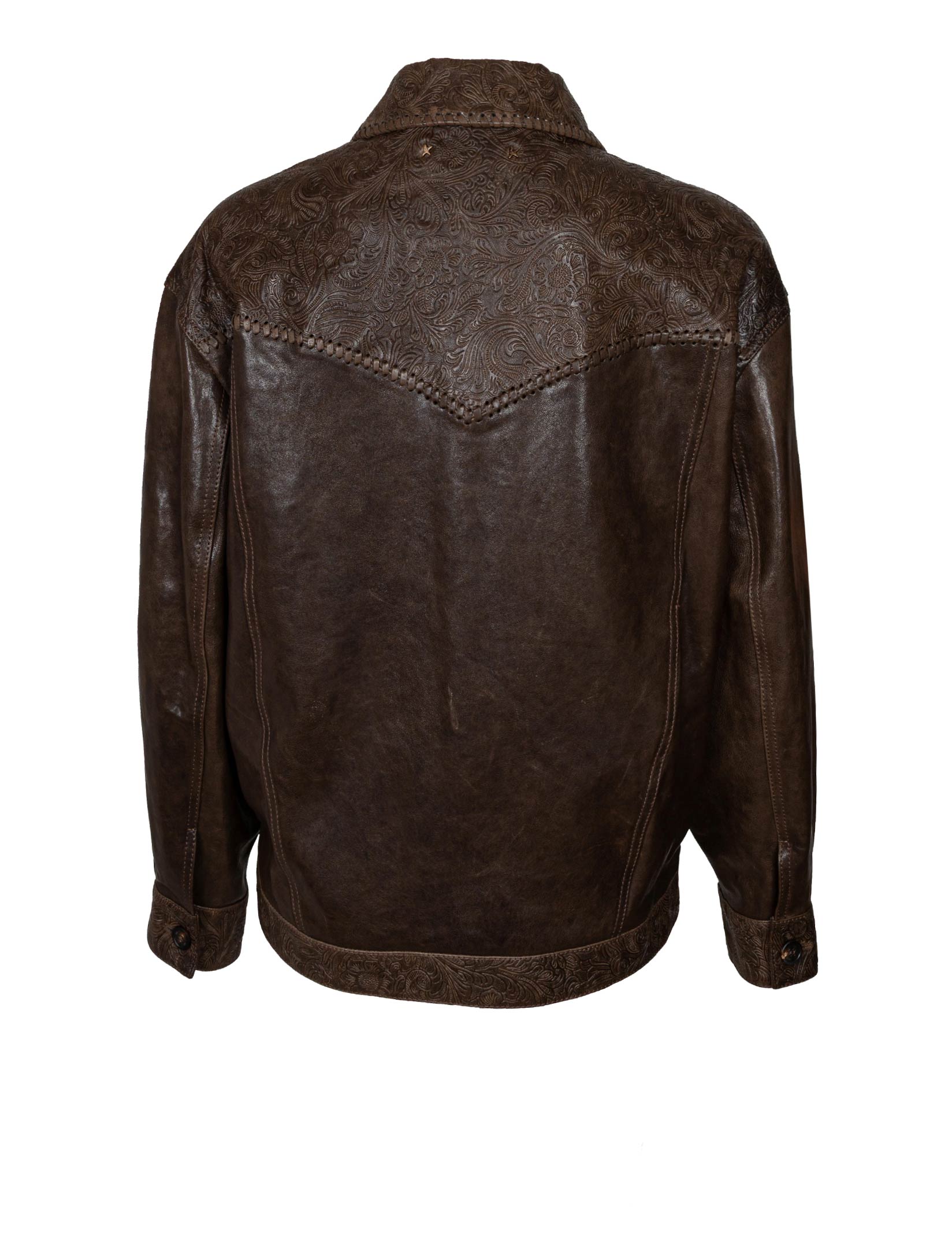 GOLDEN GOOSE MUD-COLORED LEATHER JOURNEY JACKET