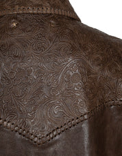 GOLDEN GOOSE MUD-COLORED LEATHER JOURNEY JACKET