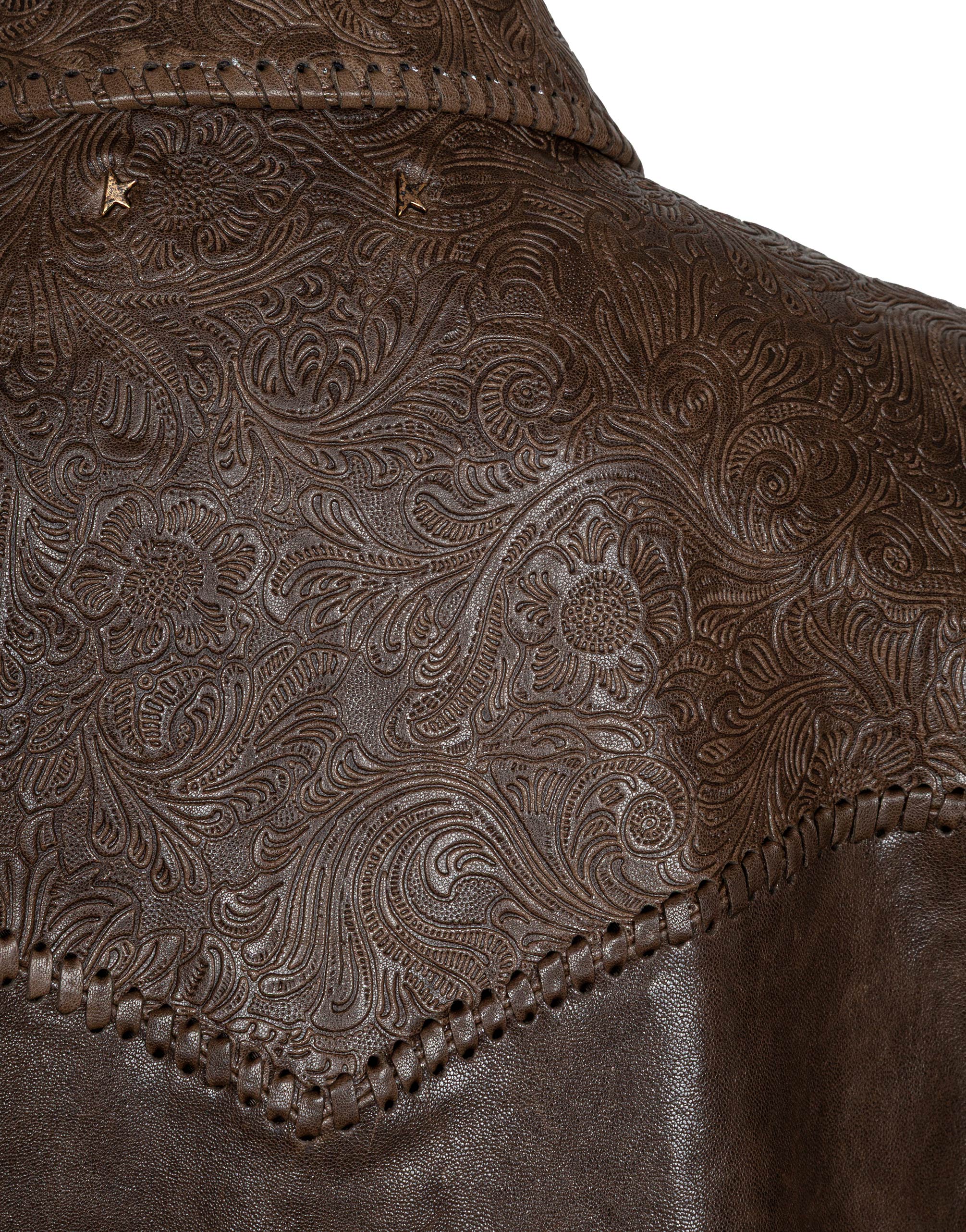 GOLDEN GOOSE MUD-COLORED LEATHER JOURNEY JACKET