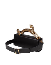 LANVIN BLACK LEATHER PENCIL CAT SHOULDER BAG