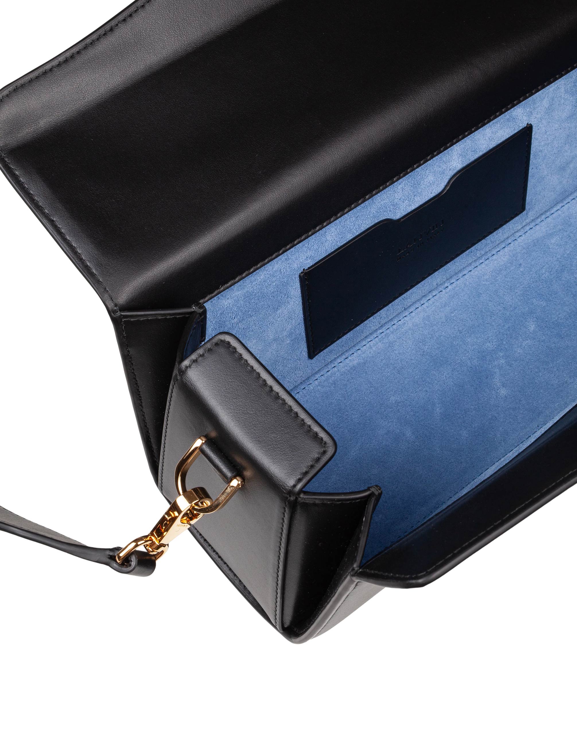 LANVIN BLACK LEATHER PENCIL CAT SHOULDER BAG