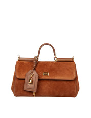 DOLCE & GABBANA BORSA A MANO IN SUEDE CARAMELLO