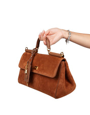 DOLCE & GABBANA BORSA A MANO IN SUEDE CARAMELLO
