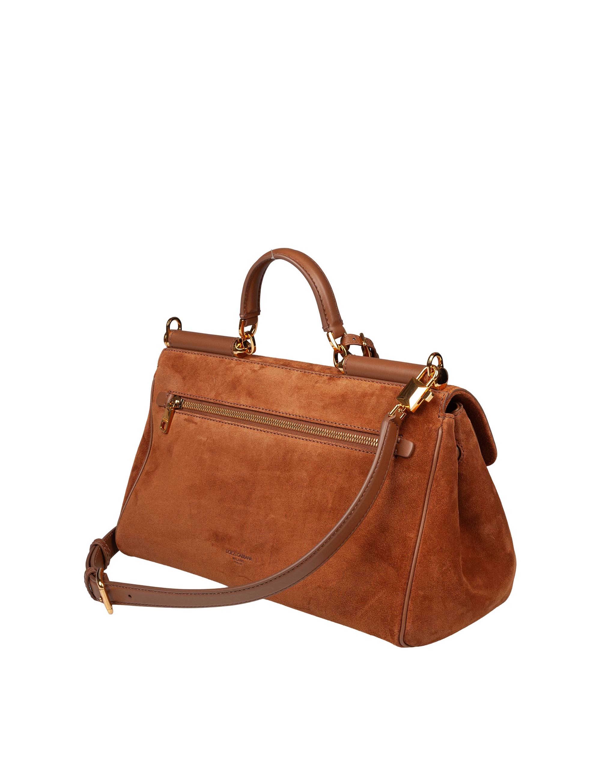 DOLCE & GABBANA BORSA A MANO IN SUEDE CARAMELLO
