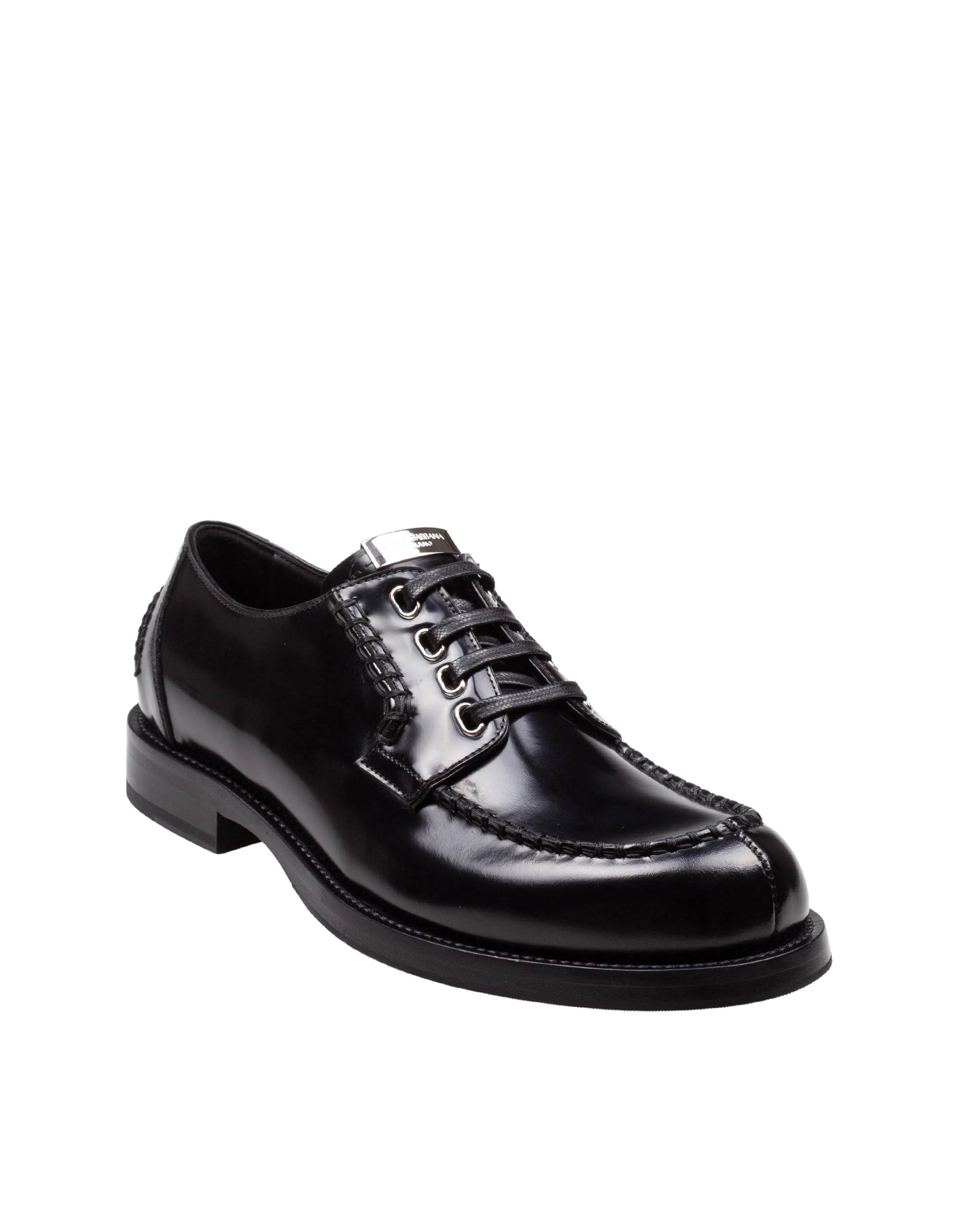 DOLCE & GABBANA BLACK LEATHER PIRATE DERBY SHOES