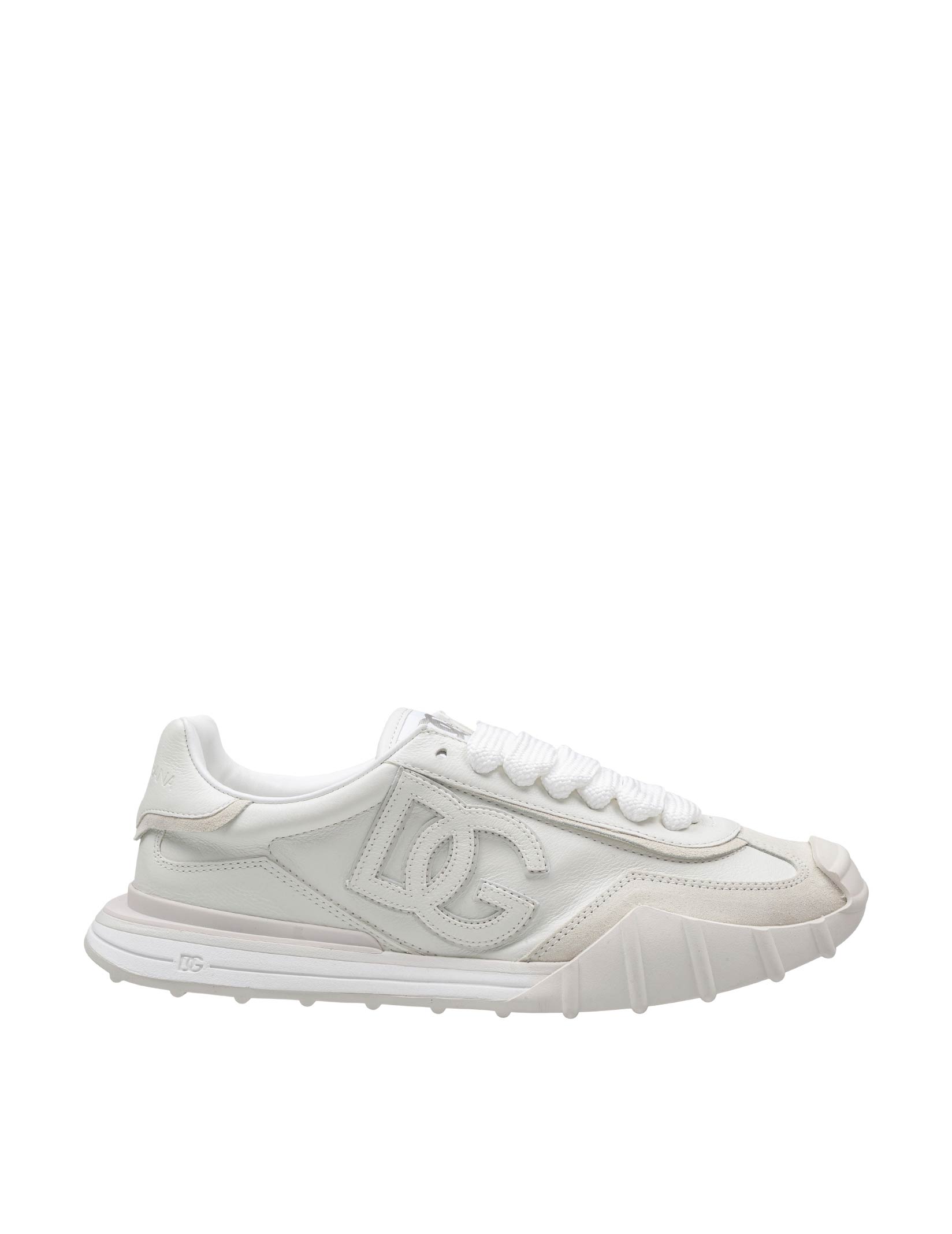 DOLCE & GABBANA WHITE LEATHER ATHLETIC SNEAKERS