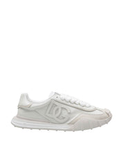 DOLCE & GABBANA WHITE LEATHER ATHLETIC SNEAKERS