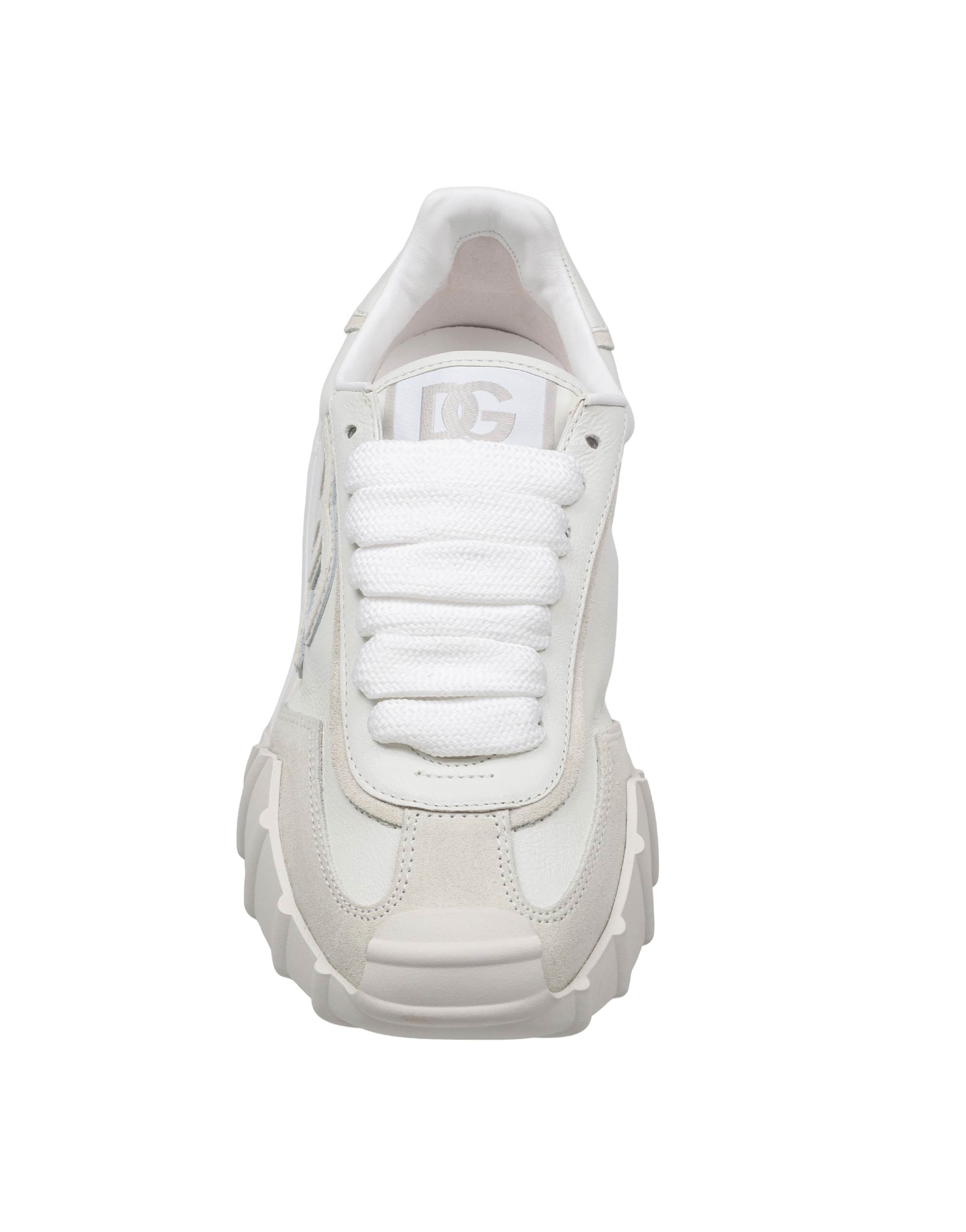 DOLCE & GABBANA WHITE LEATHER ATHLETIC SNEAKERS