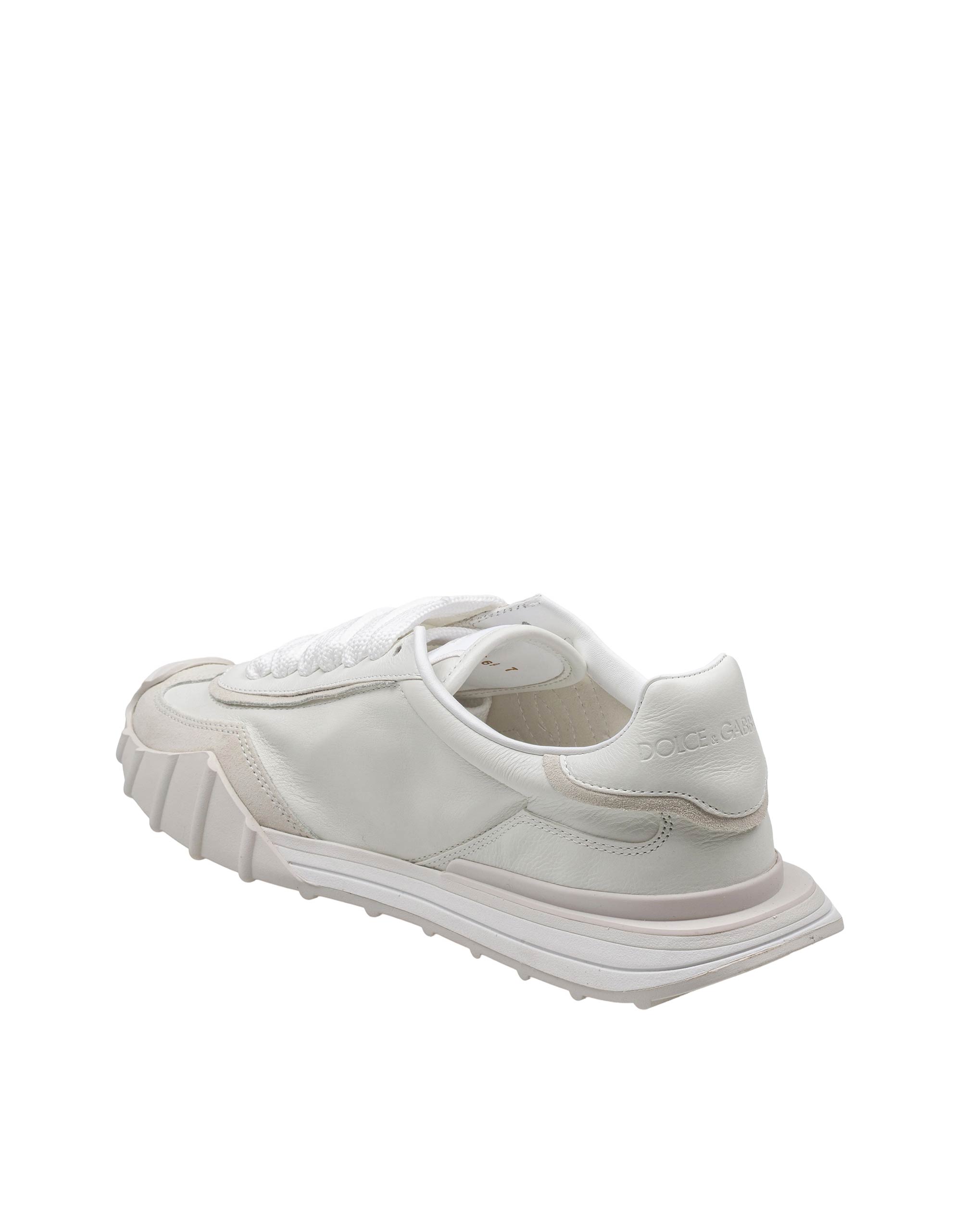 DOLCE & GABBANA WHITE LEATHER ATHLETIC SNEAKERS