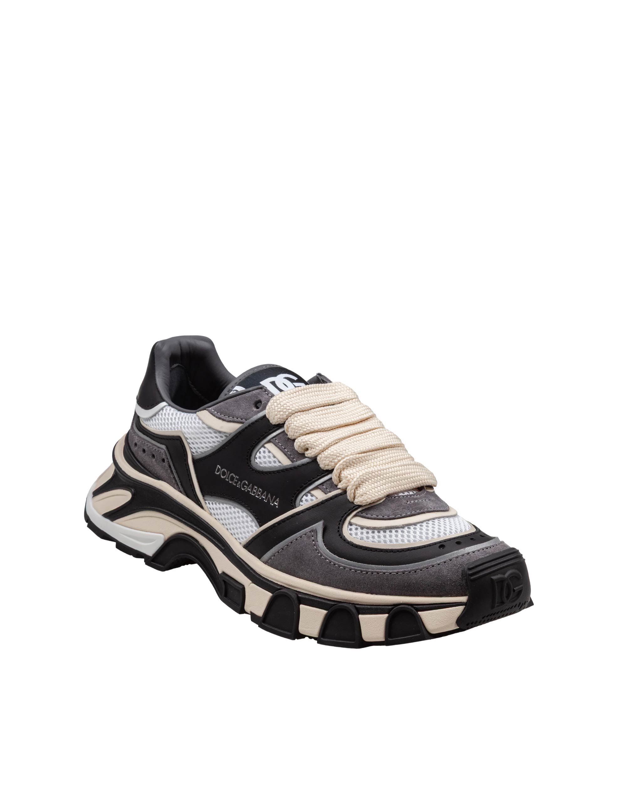DOLCE & GABBANA DG COUNTRY ROAD SNEAKERS IN LEATHER AND MESH