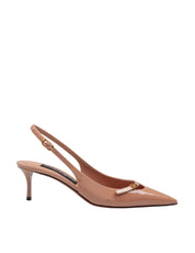 DOLCE & GABBANA DARK BEIGE PATENT LEATHER SLINGBACK