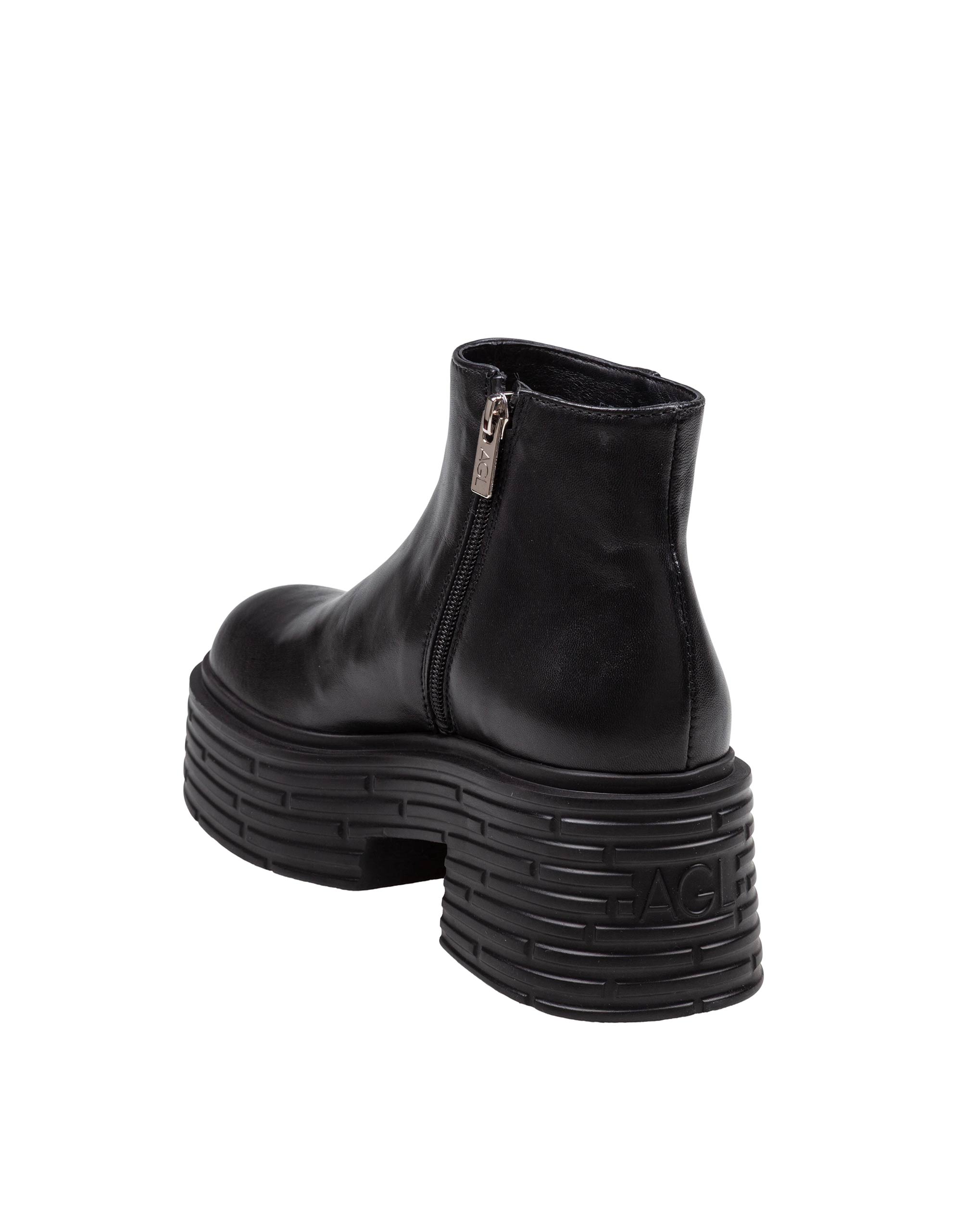 AGL BLACK LEATHER ANKLE BOOTS